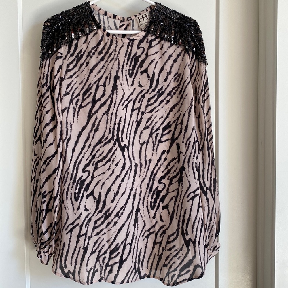 Haute Hippie sequin shoulder blouse